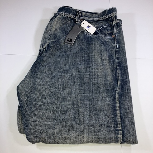 Royal Blue Other - Royal Blue Brand Jeans Mens 52x32 Relaxed Fit Distressed Medium Wash NWT